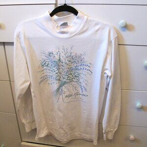 Long Sleeve White Tee with pretty flowery tree. Heavy Material size medium